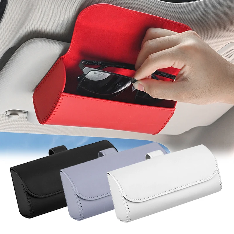 

Car Visor Sunglasses Case PU Leather Sunglasses Box Clip Hanger Magnetic Fastener Eyeglasses Storage Auto Interior Accessories