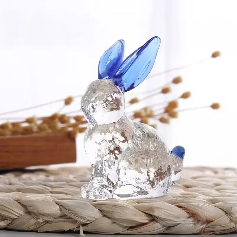 1Pc Blown Glass Bunny Animal Figurines Collectibles Glass