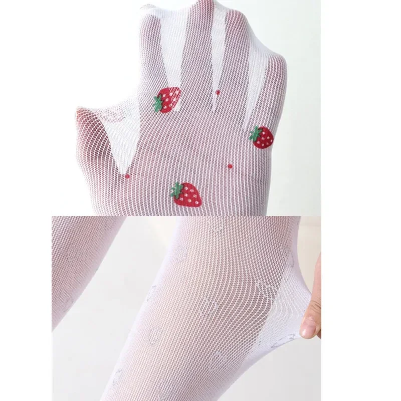 Cherry Print Children Girls Pantyhose Summer Thin Mesh Baby Girls Tight Long Stockings for 3-12 Years Girl Princess Socks kids pantyhose ballet tights fishnet stockings