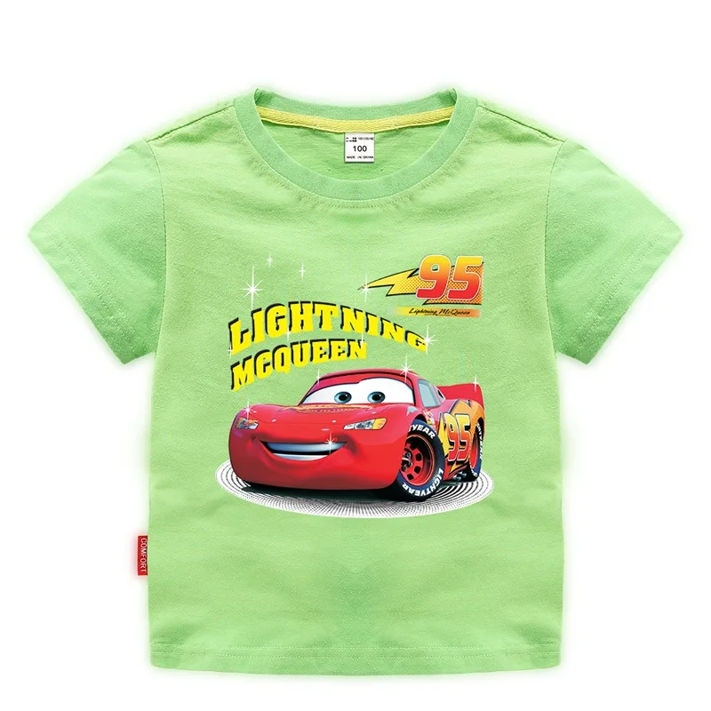 thumbnail image 1 of Camiseta de manga corta de algodón para niños con dibujos animados de Disney Lightning Mcqueens, ropa para niños, ropa de carreras de coches, regalo para niños, 1 of 5