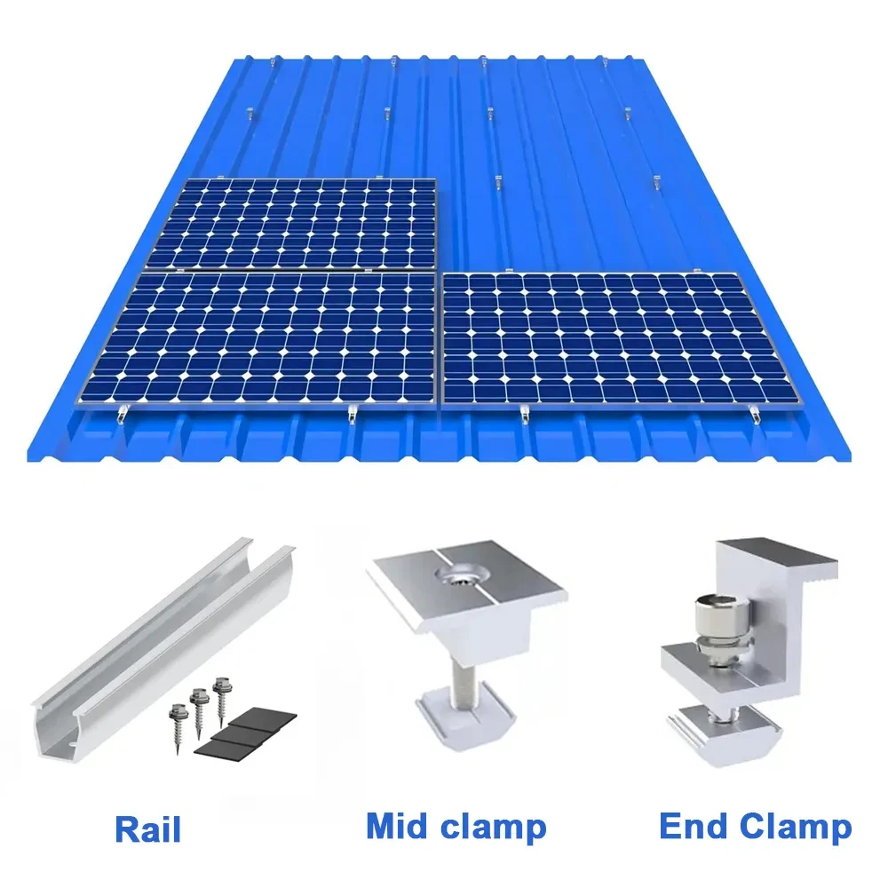 30/35mm Solar Panel Mounting Bracket Photovoltaic Rail Kit Solar Panel Fixed Module PV Mid And End Clamp For Roof Mount Rails