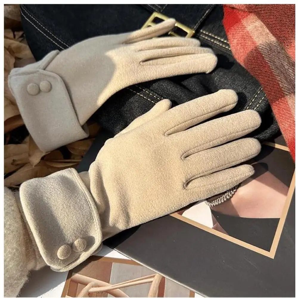 Damen Handschuhe Mit Touch-funktion Aus Samtigem Material_voghion.com