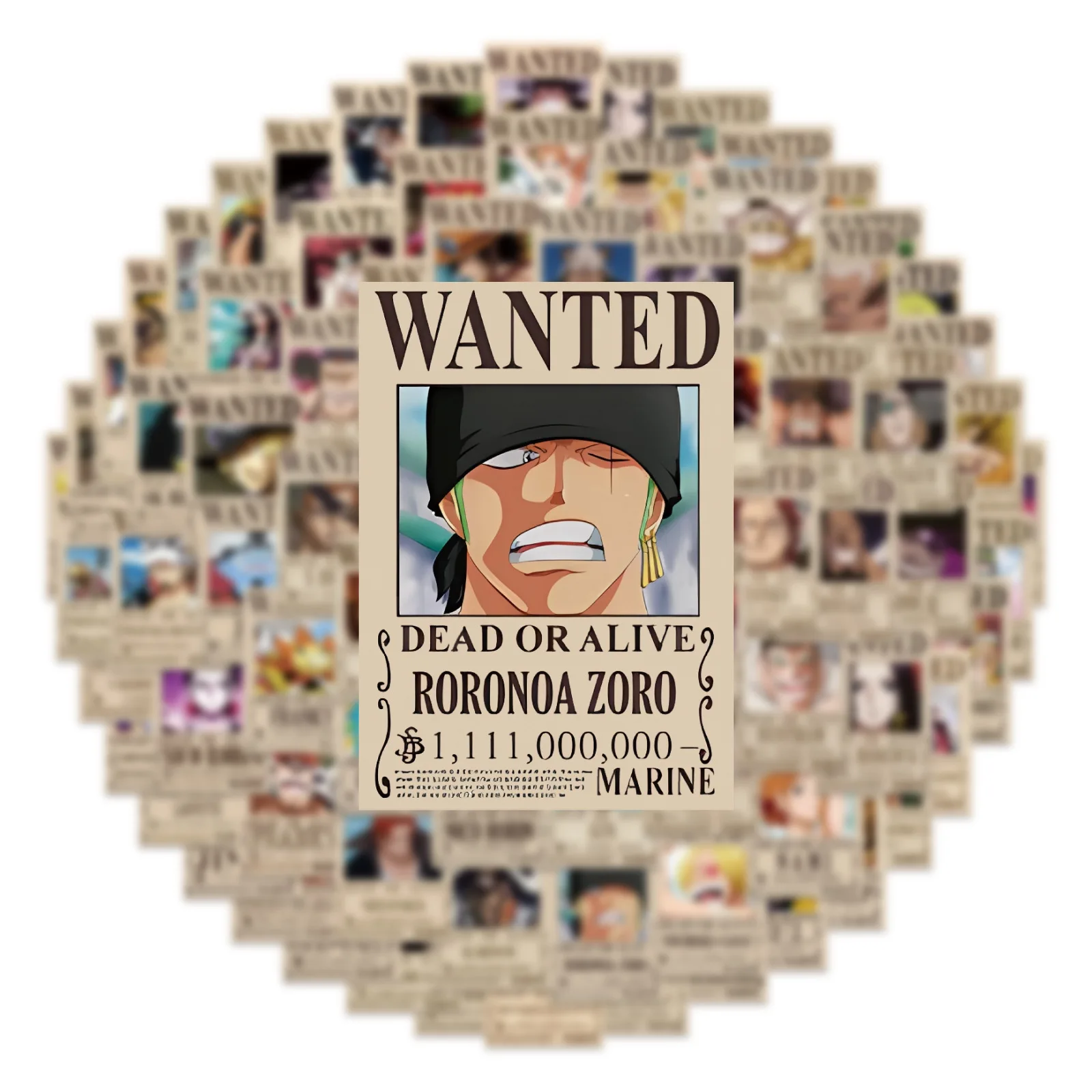 10/50/100 Stück Anime One Piece Wanted Poster Luffy Graffiti Aufkleber für Handy, Gitarre, Laptop, Notizbuch, Koffer, Wasserfeste Sticker, Spielzeug – Detail 10