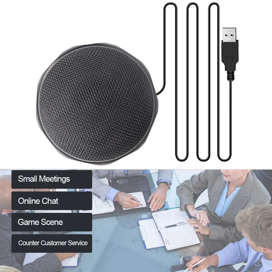 

Omnidirectional Condenser Microphone Metal Desktop Pickup Microphone Meeting Computer Desktop Laptop PC Voice Chat Video Game