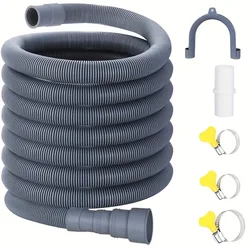 Flexible Drain Hose Extension Kit for Washers and Dishwashers - Corrugated Discharge Hose, Multiple Length Options (1.5m)