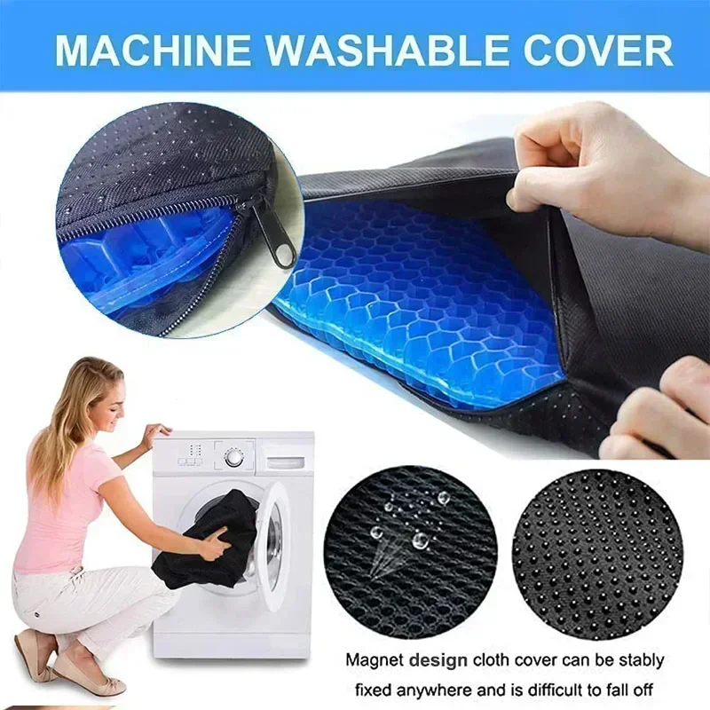 Gel Memory Foam Seat Cushion with Chair Ties - Orthopedic Seat Pad for  Office, Car, Truck, and Wheelchair - Cooling Comfort, Portable, Pressure  Relief