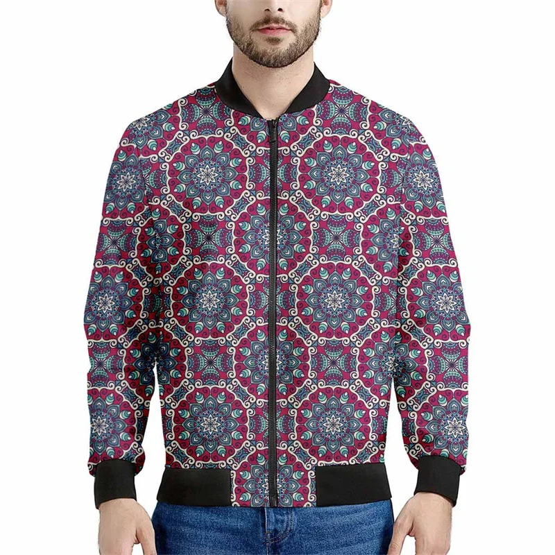 thumbnail image 1 of Chaqueta con cremallera con estampado floral bohemio vintage para hombre, sudaderas casuales de manga larga con estampado de flores en 3D, chaquetas, abrigos, blusas de calle, 1 of 5