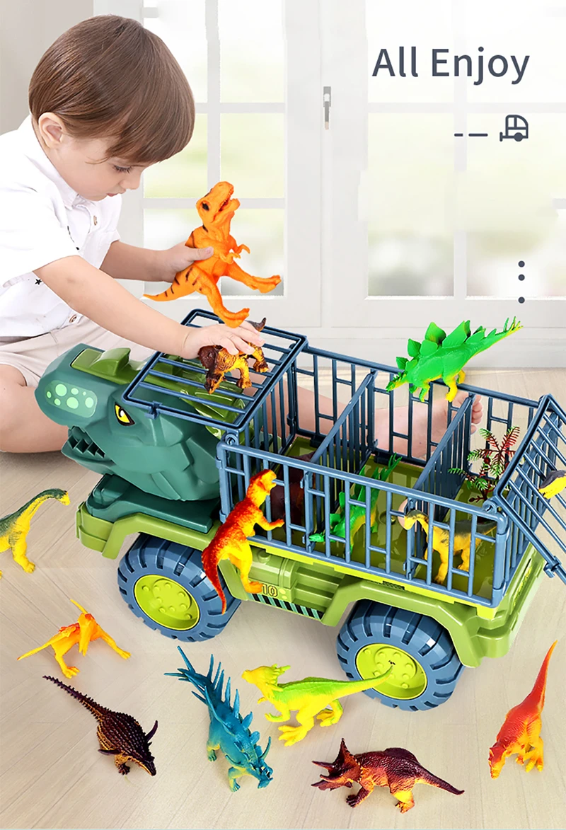 diecast model cars Children Dinosaur Transport Car Toy Oversized Inertial Cars Carrier Truck Toy Pull Back Vehicle with Dinosaur Gift for Kids Boy maisto diecast