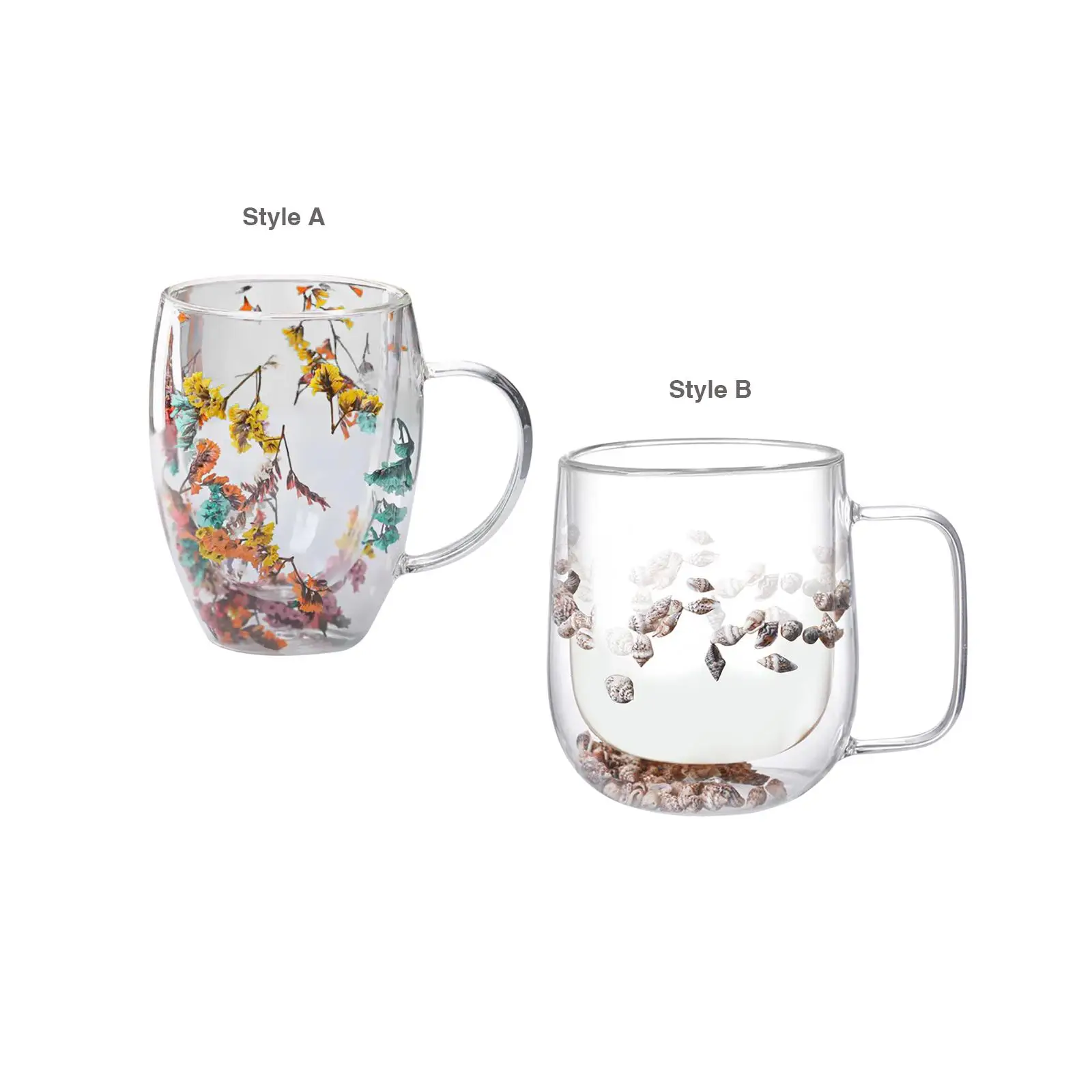 ETERMETA Tazas de café de vidrio para café con aislamiento de doble pared,  juego de 2 tazas de café de vidrio, tazas de té transparentes de 8 onzas