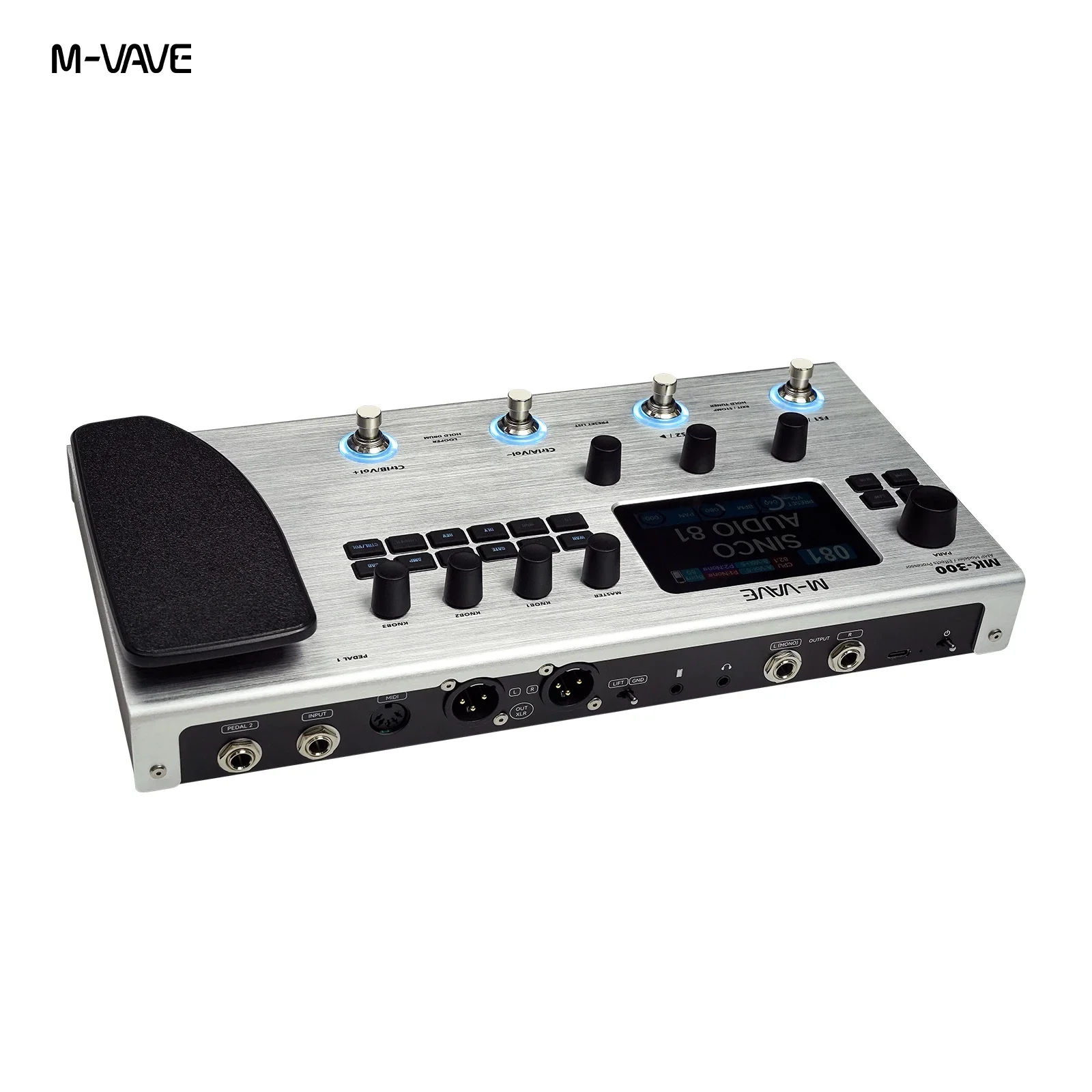 M-VAVE MK-300 ギターベースマルチエフェクトプロセッサー、充電