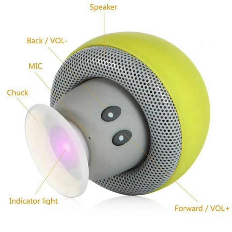 Bluetooth 5.0 Mini Speaker Waterproof Silicone Suction Cup Base