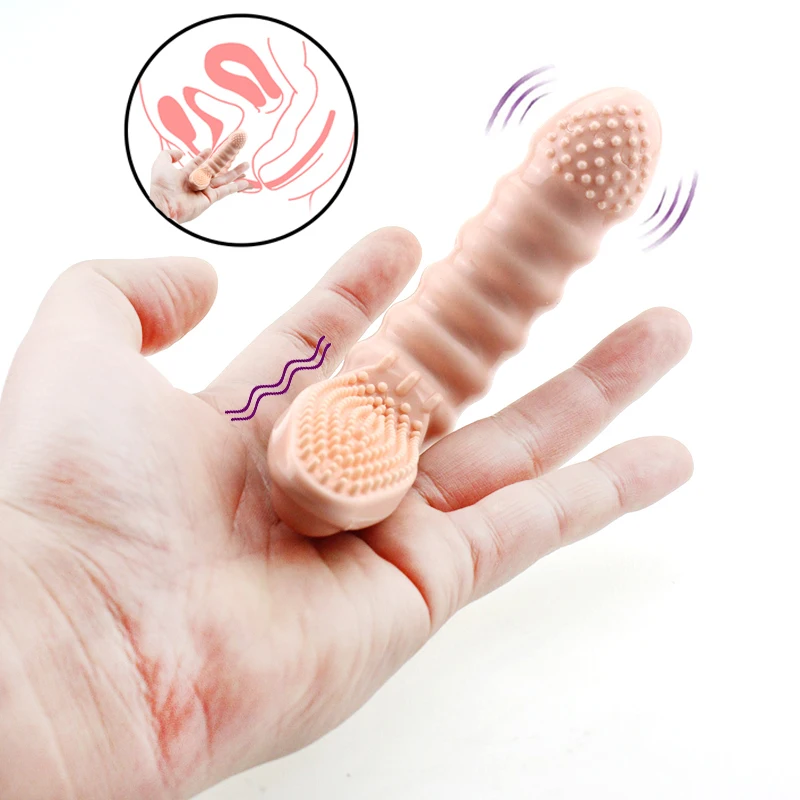 Couples Clitoral Vagina Finger G Spot Vibrator Stimulator Massager Finger Sleeve Adult Games Erotic Sex Toys For Women Men