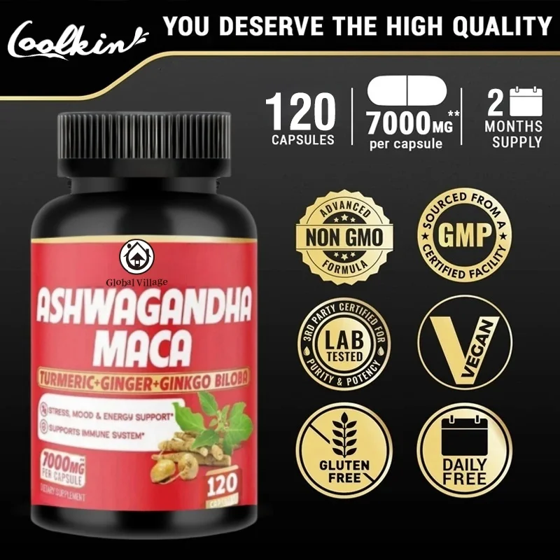 Premium Ashwagandha & Maca Supplements Boost Stress Relief South African Drunken Eggplant Infused Vegetarian NonGMO