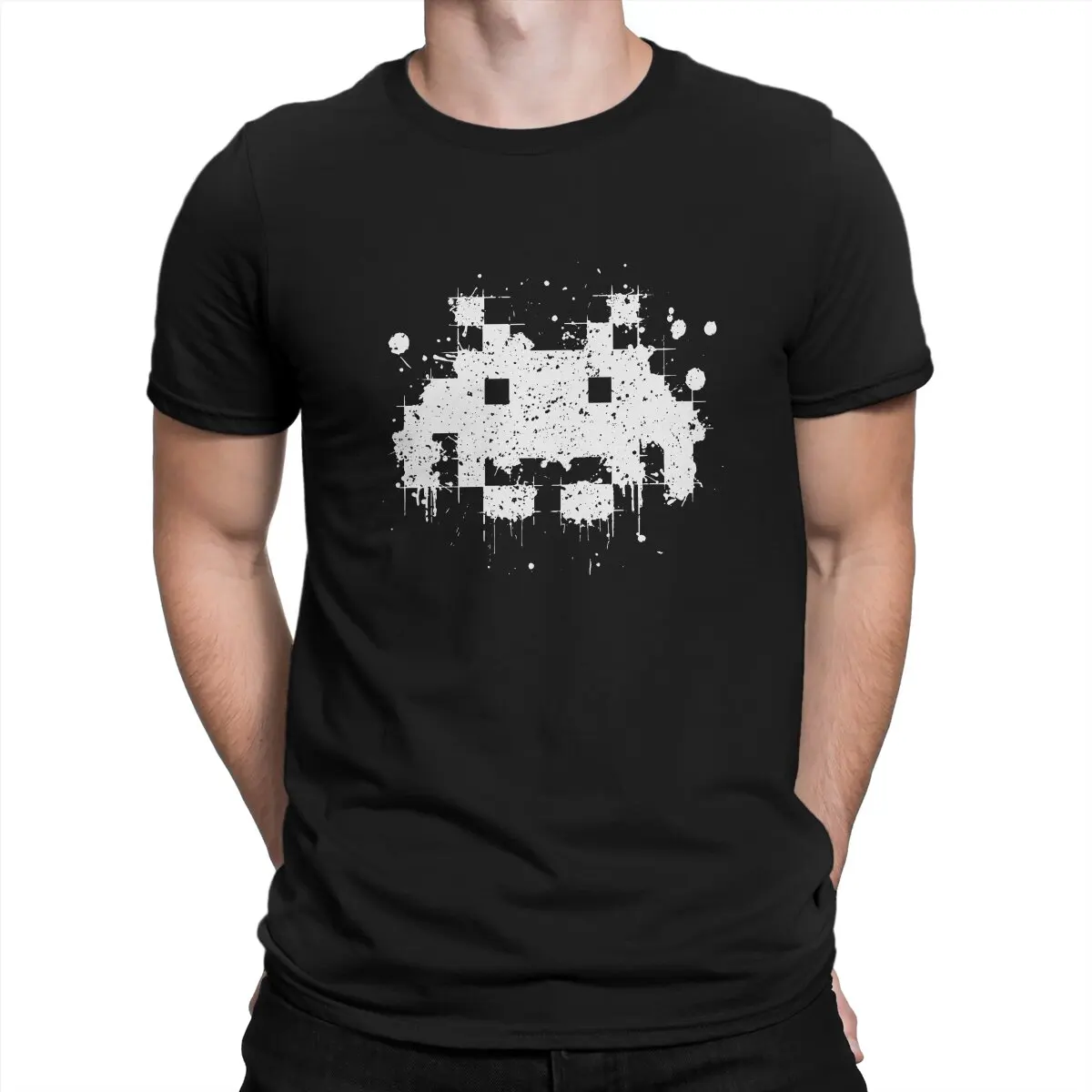 

Paint Invasion Space Invaders Shooting Video Game T Shirt Grunge O-Neck TShirt Harajuku Short Sleeve