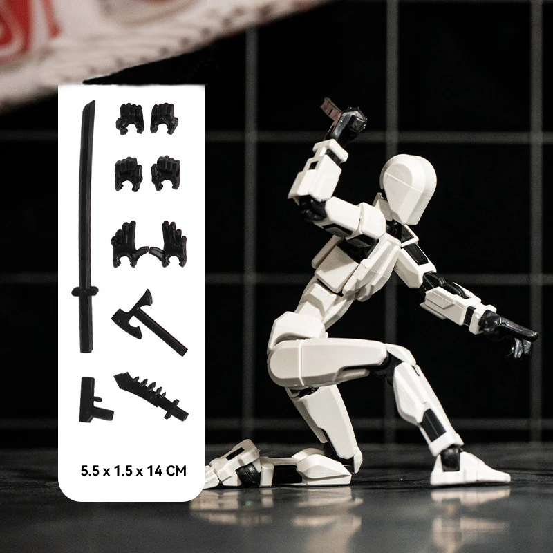 Dxmcgttbd T13 Action Figure Robot, Stampa 3D con Più Giunti, Desktop Decoration, con 4 Armi e 3 Mani, per Bambini e Adulti (Giallo