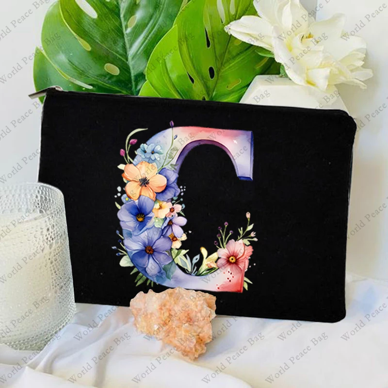 1 Pc Initial Letter Bag Letter Makeup Bag for Women Initial Cosmetic Bag A-Z Personalized Makeup Bag Travel Bag,Initial Cosmetic 5