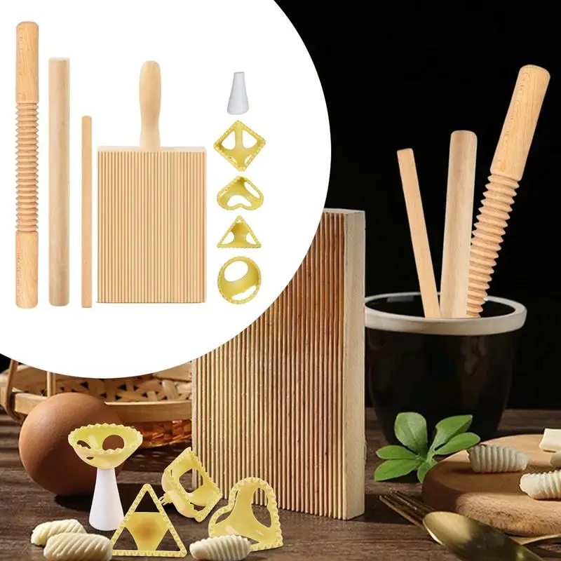 8 PCS Pasta Rolling Pins Set – Wood & Stainless Steel Dough Rollers For Pasta, Tortilla, Pizza & Baking - View #5