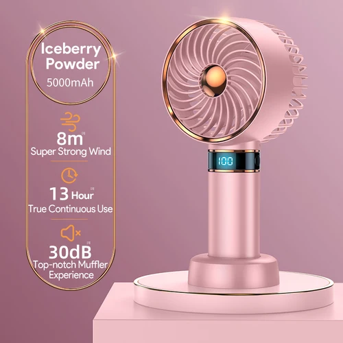 2023 휴대용 미니 선풍기, USB 충전식 소형 포켓 선풍기, 데이터 디스플레이, 5000mAh, 신제품 7
