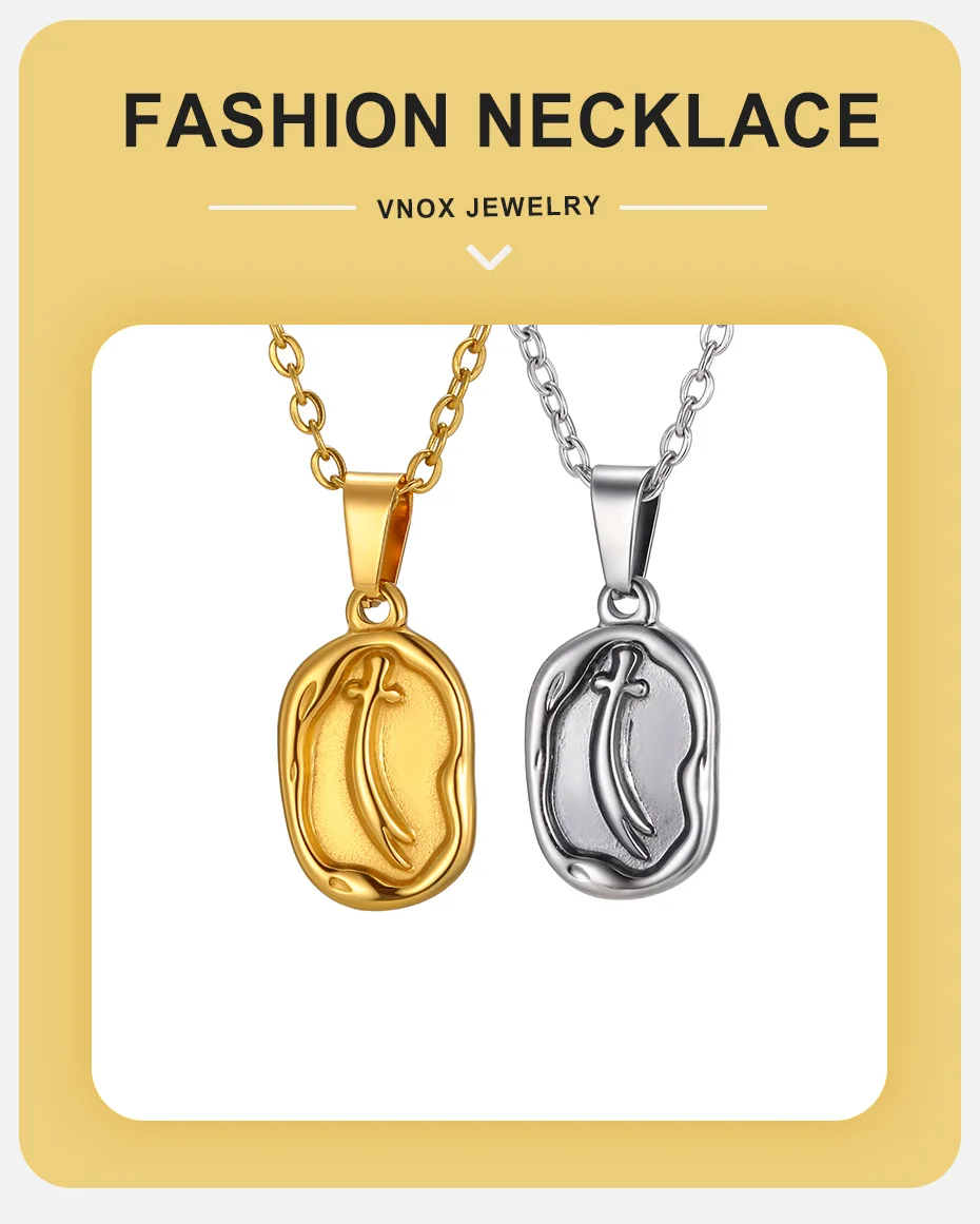 Vnox Zulfiqar Schwert-Anhänger Halskette für Männer, Edelstahl Islamisches Symbol Charm Vintage Gold Silber Farbe Schmuck Glaubensgeschenke – Detail 1
