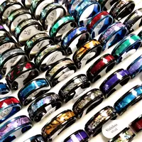 20pcs/lot Black Blue Quality Stainless Steel Bright Shell Band Ring Men Wedding Rings Women Party Jewelry 1