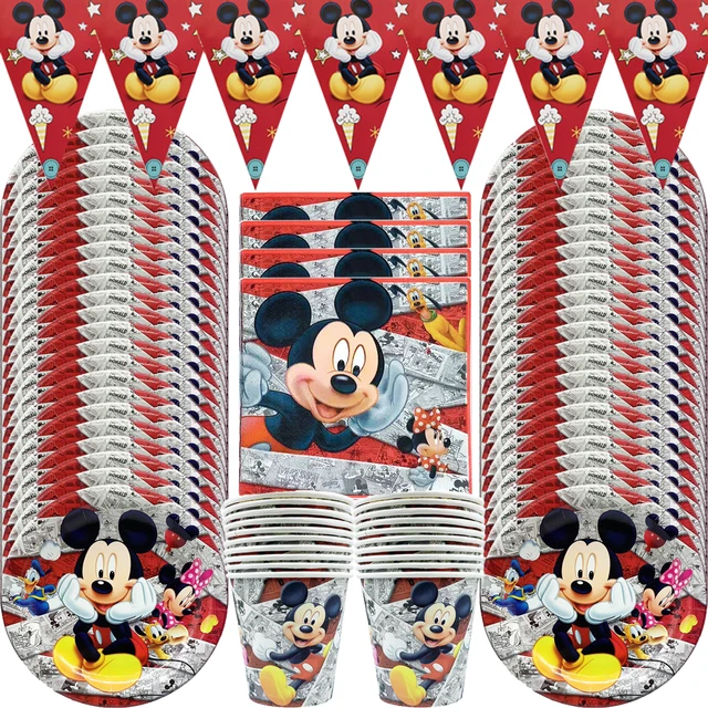 Disney Mickey Mouse Birthday Party Decoration Mickey Balloon Disposable  Tableware Backdrops Baby Shower Kids Boys Party Supplies - AliExpress