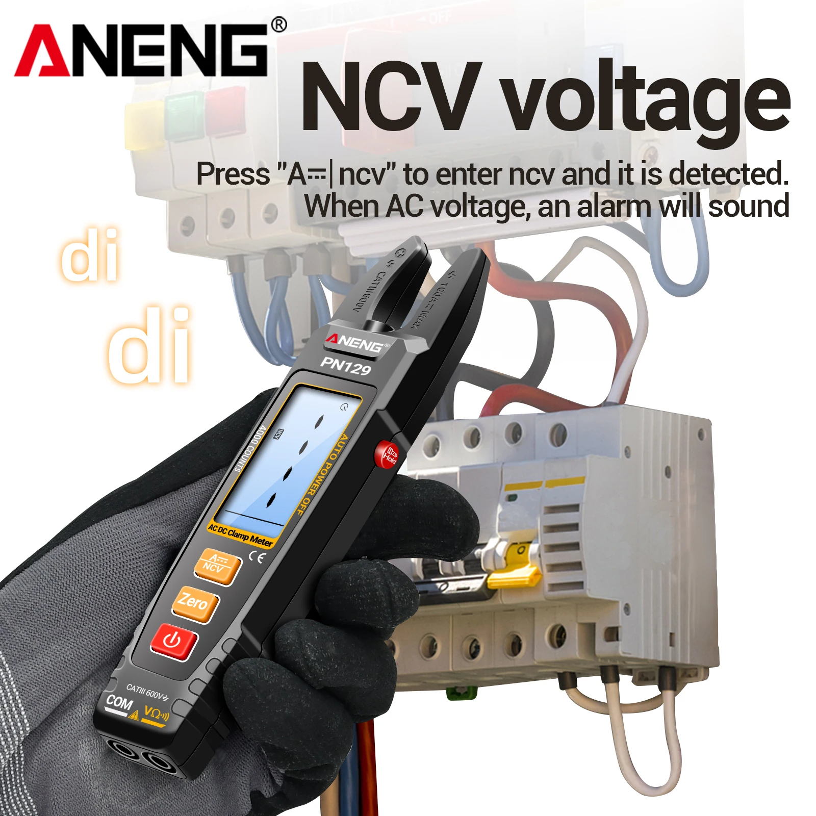 ANENG PN129 지능형 클램프 미터 멀티미터 600V 100A 전압 전류 저항 테스터 백라이트 디스플레이 자동 전원 차단 기능