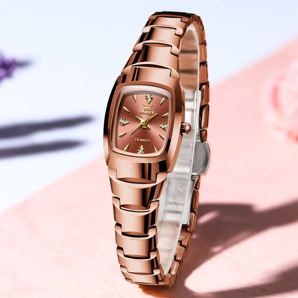 OLEVS Diamond Surface Tungsten Steel Strap Fashion Waterproof Women Watches Top Brand Luxury Quartz Watch Women reloj para mujer