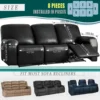 1/2/3 Seat Waterproof Recliner Sofa Cover PU Leather Armchair Cover Solid Color Elastic Relax Single Sofa Slipcovers Home Hotel 4