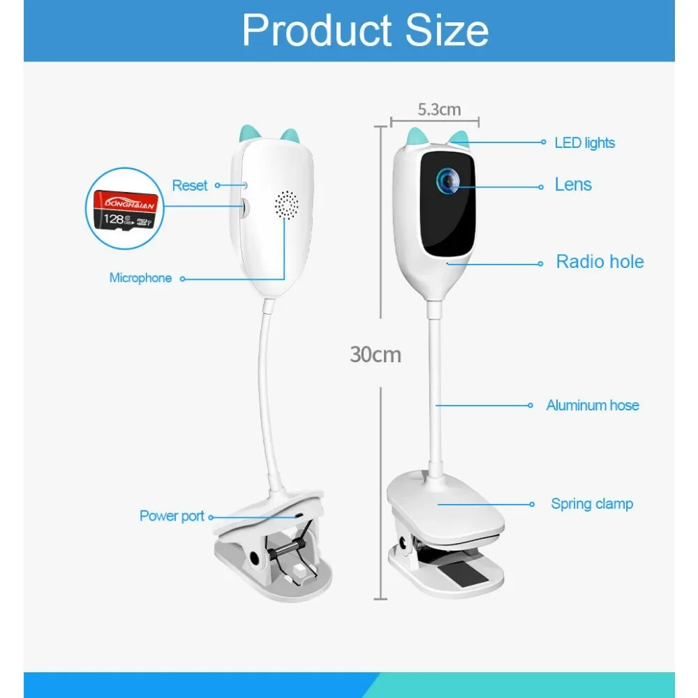 Smart Baby Monitor Camera 1080P HD Video Pixels 150&deg; Infrared Night Vision Cry Detection baby monitor