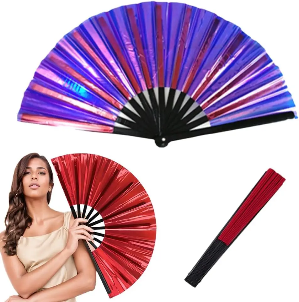 Boots on The Ground Clack Fan, New Large Holographic Folding Hand Line Dance Popping Fan,Clap Fans for Line Dancing