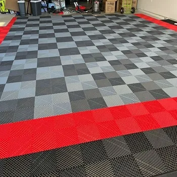 Plastic Modular PP PVC Floor Garage Tile Interlocking Plastic Garage Slabs Anti-slip Waterproof Drainage Mat 1
