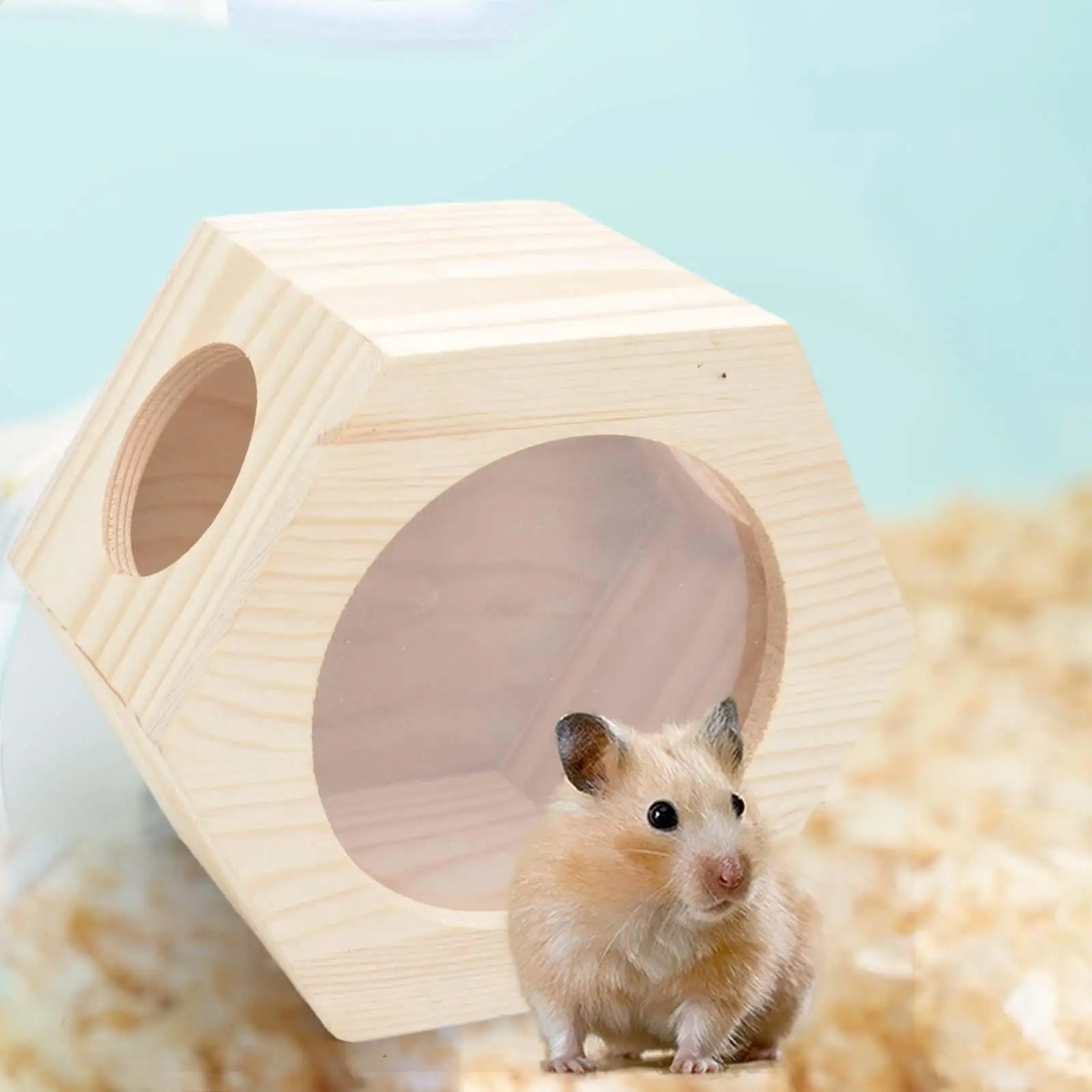 Wooden Hamster House Habitats Hide Supplies with Window Hut Hideout Maze for Dwarf Hamster Chinchilla Rat Mouse Small Animals