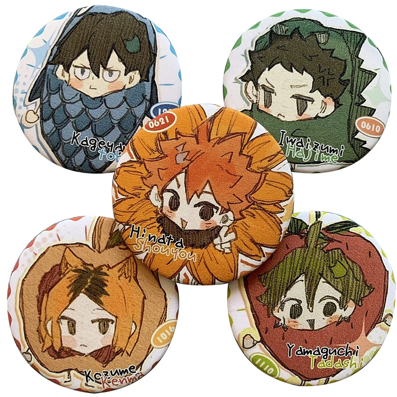 

Anime Haikyuu Brooch Pins Cartoon Cosplay Shoyo Hinata Tobio Kageyama Badge Brooches Backpack Clothes Accessories Friend Gifts