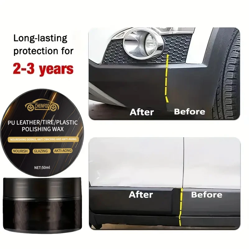 All-in-One Car Care Kit Plastic Restorer Wax PU Leather Rejuvenator Tire Polish Scratch Repair for Bumpers/Interiors