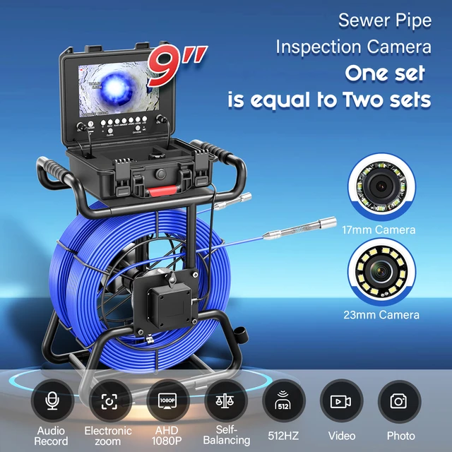 パイプ検査カメラ、排水下水道ビデオカメラ IP68 防水パイプライン内視