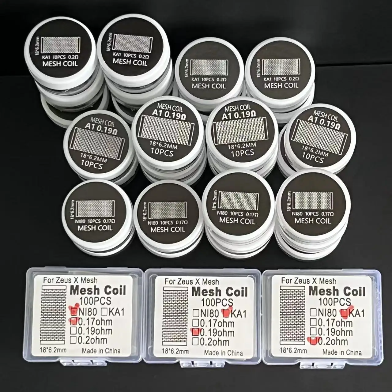 100Pcs High Qulity Rta Mesh Coil Ni80 0.17Ohm A1 0.19/0.2Ohm Per Zeus X Mesh /Kylin M Pro Profile Mesh Base Deck Coil All'Ingrosso