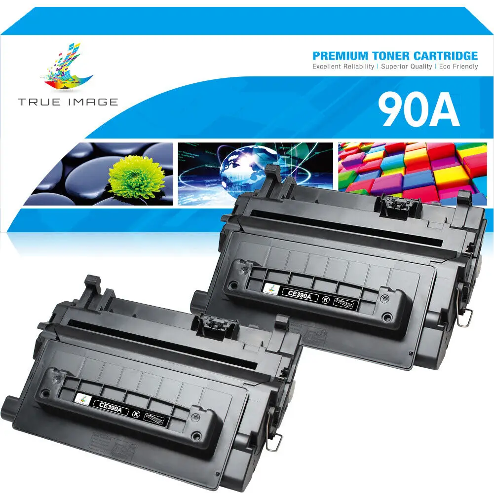 

2 Black Toner Compatible With HP CE390A 90A LaserJet M4555 MFP 600 M602dn M603dn