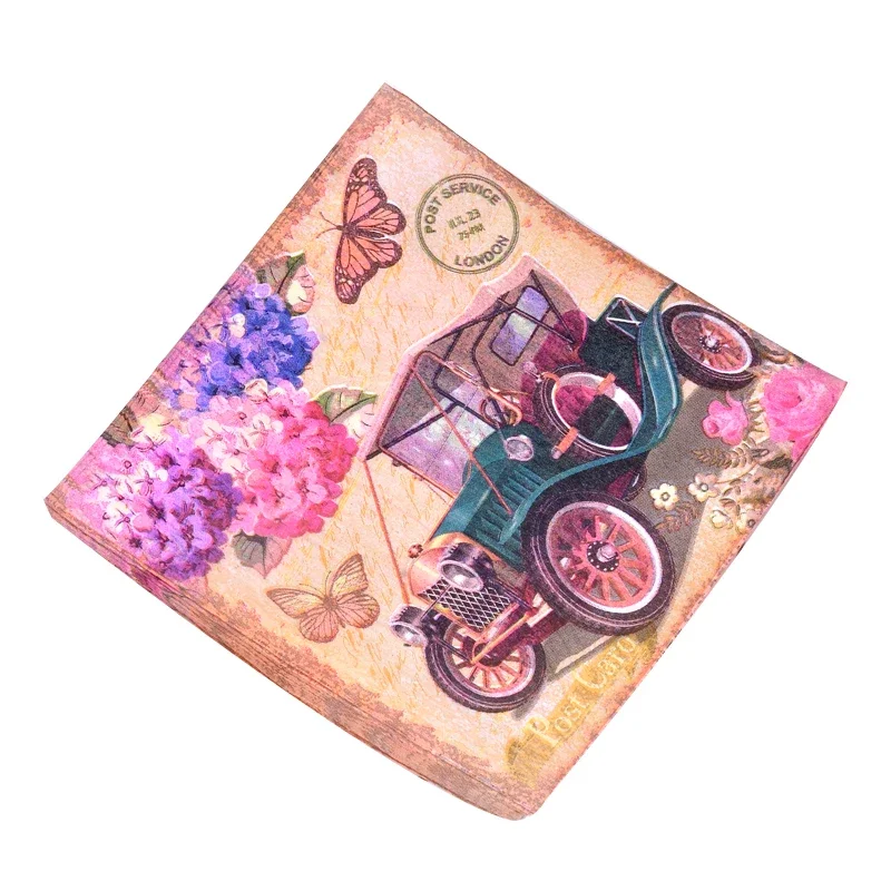 Car Napkins Placemats Cup Flower Paper Hydrangea Mouth Cloth Hotel Banquet Paper Wood Pulp 20pcs/pac 33cm 2Ply