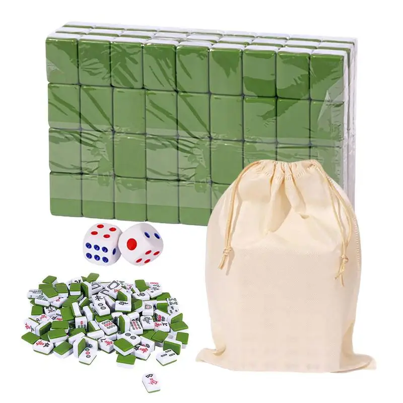 

Chinese Mahjong Set Trip Small Traditional Chinese Mahjong Kits With Holding Bag Portable Table Game With 146 Melamine Resin