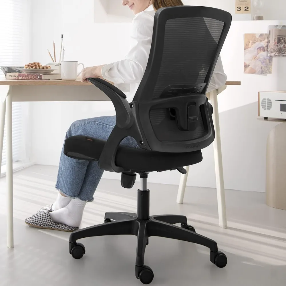 Office Chair, High Back Mesh Chairs Adjustable Height and Ergonomic Design, Lumbar Support Padded Flip-up Armrest Swivel Chair executive roller office rotating chairs mesh design high back office chairs nordic modern cadeiras de escritorio furniture