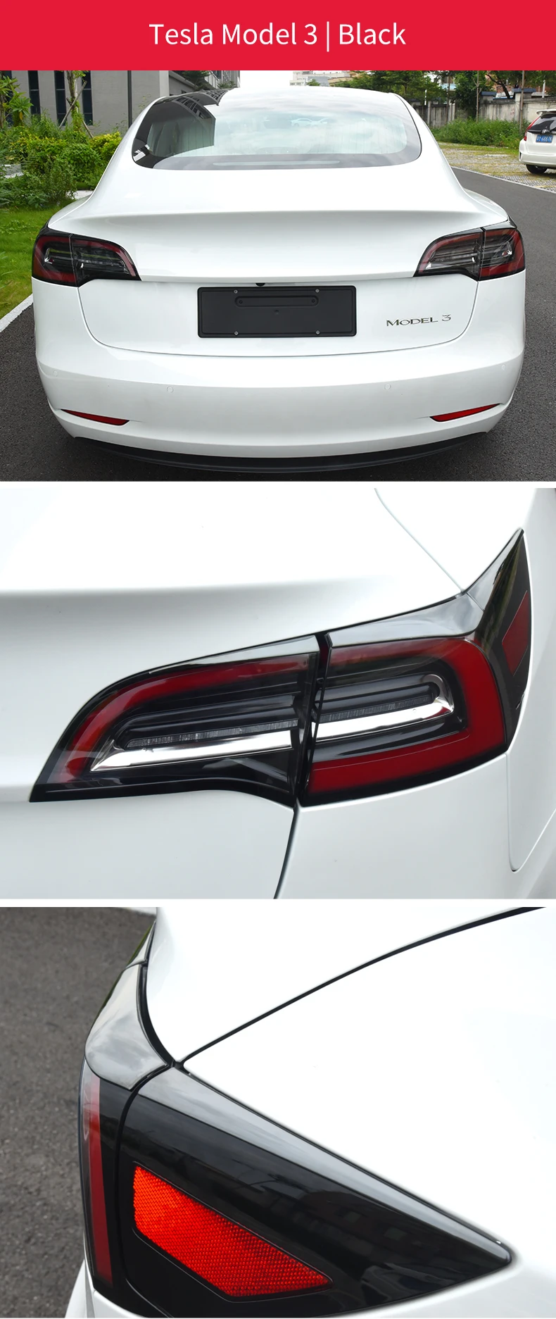 Auto Hinten Rücklichter Augenlid Dekoration Trim Streifen Für Tesla Modell 3 Augenbraue Lampe Abdeckung Edelstahl Außen Zubehör – Detail 12