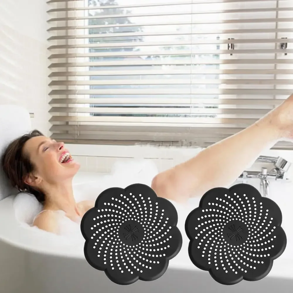 Shower Hair Catcher Strainer, Floor Drain Cover Silicone Hair Stopper with Suction Cup Mesh for Bathroom Bathtub Kitchen Sink 3