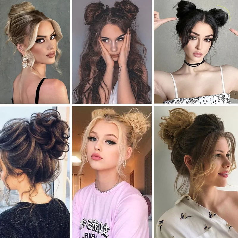 LUPU Synthetic Messy Bun Hairpiece Wavy Curly Messy Hair Bun Extensions 1 PCS Versatile Hair Chignon For Women Girls Daily Use