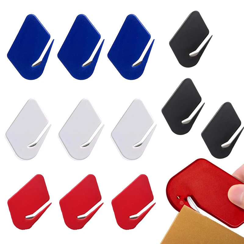 Mini 12Pcs Plastic Letter Opener Sharp Mail Envelope Opener Safety Papers Cutter Guarded Cutter Unboxing Knife Office Supplies