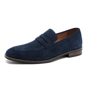 Scarpe casual da uomo Pelle scamosciata di mucca Vera pelle da uomo Mocassini classici stile britannico Mocassini Scarpe da guida comode e leggere da uomo 1