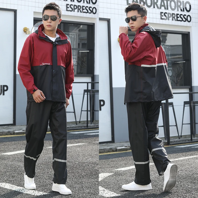 

Waterproof Camping Raincoats Men Suit Fashion Plus Size Motorcycle Reflective Raincoats Breathable Capa Chuva Rain Gear 50