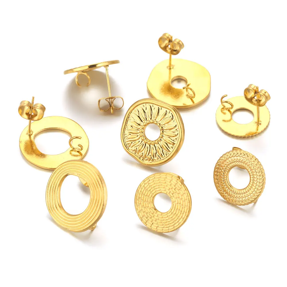 Stainless Steel Braided Thread Earrings Titanium Steel DIY Round Gold-plated Ear Accessories 1