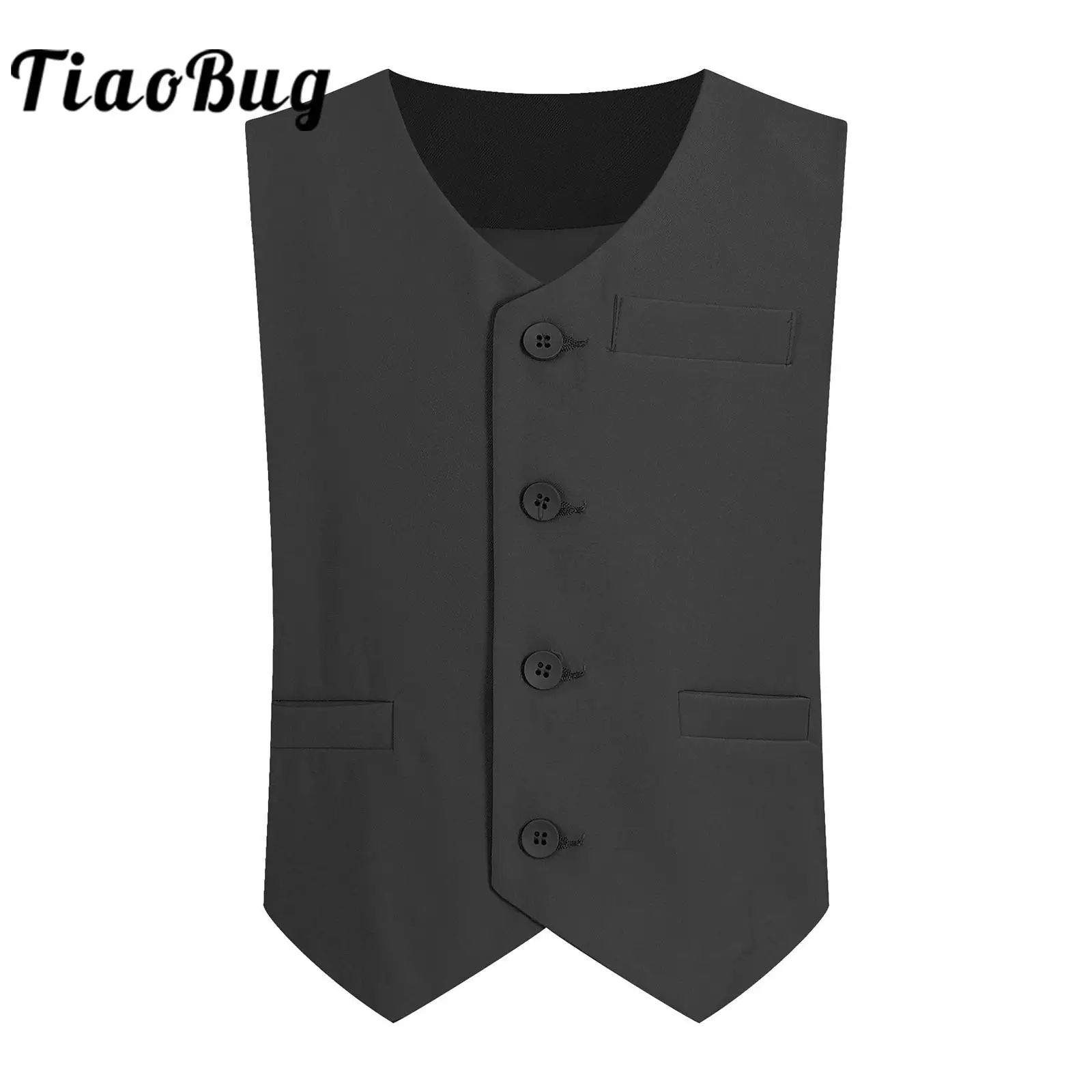 

Kids Boys Gentlemen Waistcoat Christening Wear Button Down Sleeveless Vests for Birthday Party Formal Costume Wedding Suits Vest