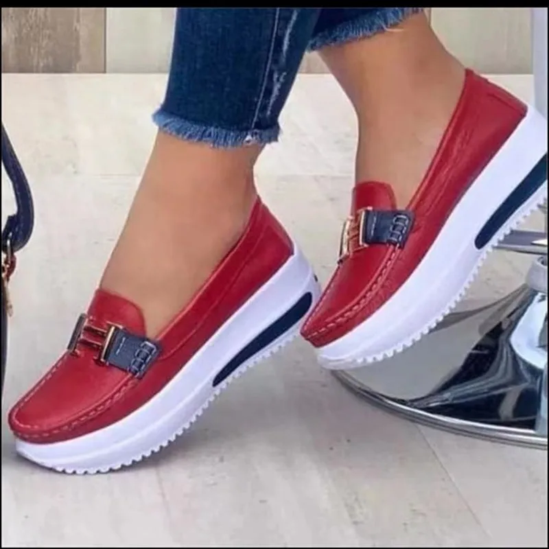 Spring and Autumn Season New Designer Women's Single Shoes Thick Sole Low Top Casual Walking Women's Shoes