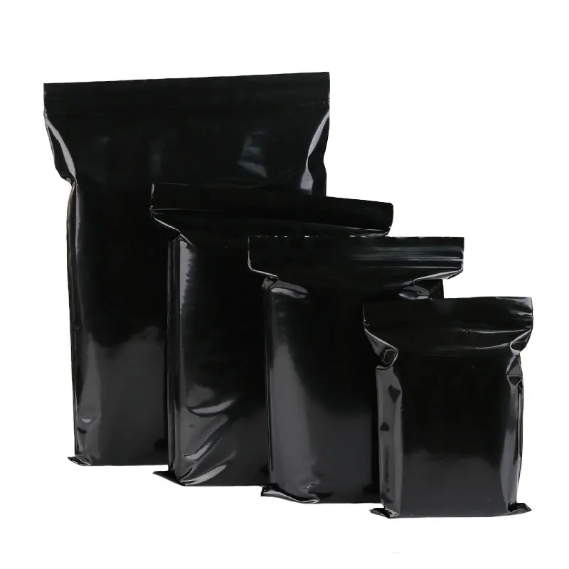 INPLUSTOP 100pcs/Lot 14 Wire Black Food Sealed Self-Sealing Plastic Packing Pouches Zip Lock Storage